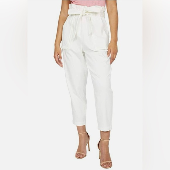 BCBGeneration Sloan Paperbag White High Waisted Pants - Picture 1 of 6